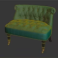 Turquoise Velvet Single Seater Sofa With Tufted Design And Roll Arms On Casters