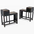 Two Dark Wooden Shelving Units With Open Design And Simple Structure 3d model