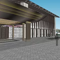 Modern Sales Office Building With Curved Roof And Glass Facade Design