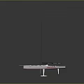 Sleek Modern Sailboat Water Vehicle With Tall Mast White Hull And Red Bottom