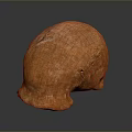 Detailed Orange Animal Skull With Natural Textured Surface On Dark Background