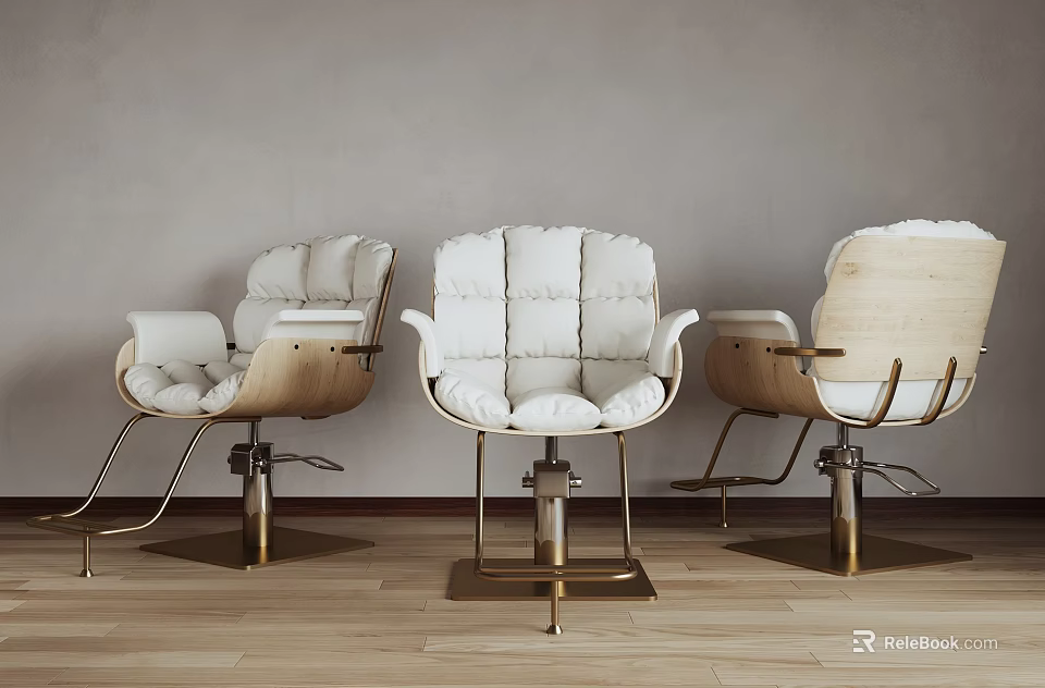 Elegant Modern Massage Chair Design With White Cushions And Wooden Frame 3d model 