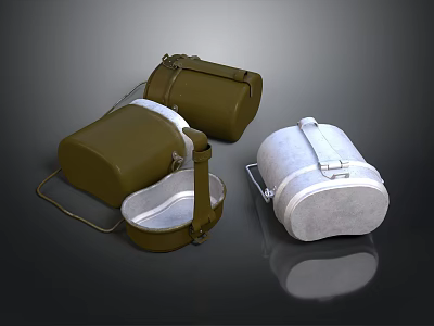 Stylish Leather Bags In Brown And White With Adjustable Straps And Metal Buckles 3d model