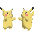 Cute Yellow Pikachu Decorative Figurine Set Standing Facing Each Other