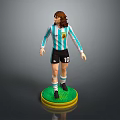 Football Player Figurine With Blue And White Striped Jersey Black Shorts Number 10 Green Base
