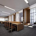 Library Reading Area Bookstore Cultural Center Reading Area Book Bar Bookshelf 3d model