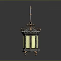 Vintage Decorative Lantern Furniture With Metal Frame And Circular Top Handle