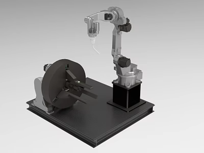 Industrial Equipment Featuring Robotic Arm And Rotary Table For Automated Operations 3d model