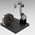 Industrial Equipment Featuring Robotic Arm And Rotary Table For Automated Operations