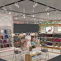 Modern Clothing Store Interior With Display Racks Shelves And Bright Lighting