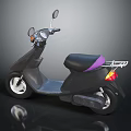 3D Rendered Black Scooter With Purple Seat Silver Rear Rack And Side Mirrors