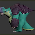 Game And Movie Character With Green Body Purple Shell Bulky Limbs And Yellow Eyes