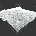 Snow Covered Micro Terrain Model With Mountainous Texture And White Surface