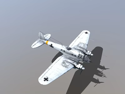 White Fighter Jet With Black Cross Markings Flying In Gray Sky 3d model