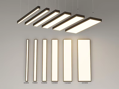 Sleek Modern Rectangular Pendant Lights With Various Sizes For Interior Lighting Fixtures 3d model