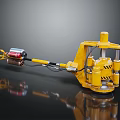 Yellow Industrial Mechanical Device With Control Unit And Extended Arm 3d model