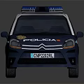 Policia Patrol Car With Blue Emergency Lights Citroen Logo And Colored Stripes