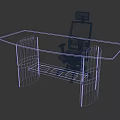 Modern Office Desk With Glass Top Wooden Legs And Black Chair