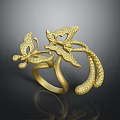 Golden Fashion Ring With Intricate Butterfly Design And Vine Branches For Elegant Style