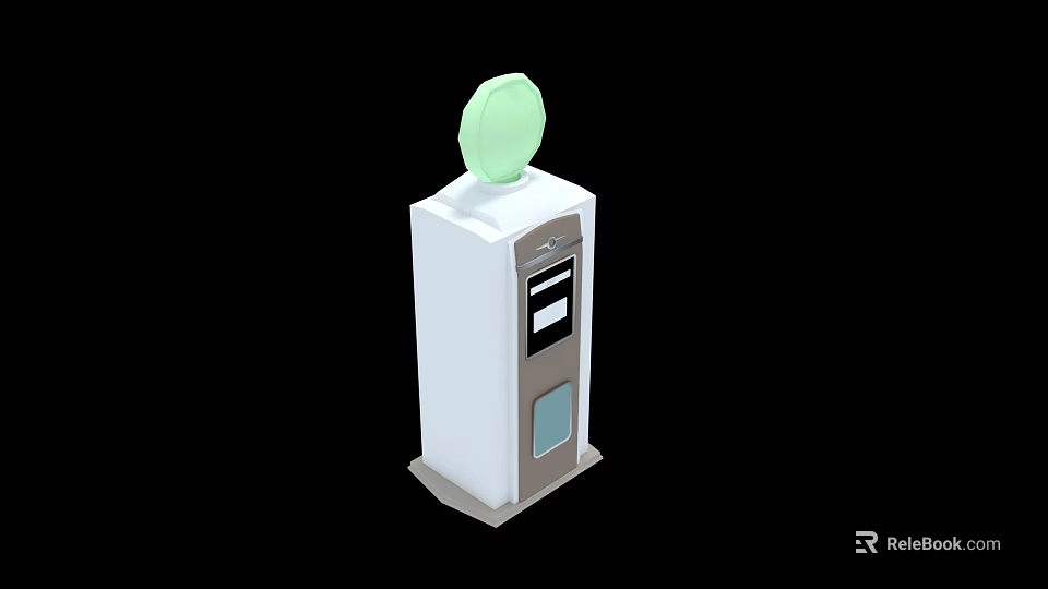 Modern White Standing Device With Green Circular Top And Front Display Panel 3d model 
