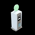 Modern White Standing Device With Green Circular Top And Front Display Panel