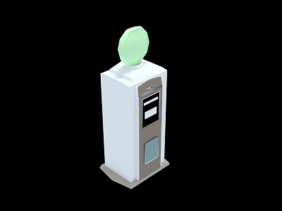 Modern White Standing Device With Green Circular Top And Front Display Panel 3d model