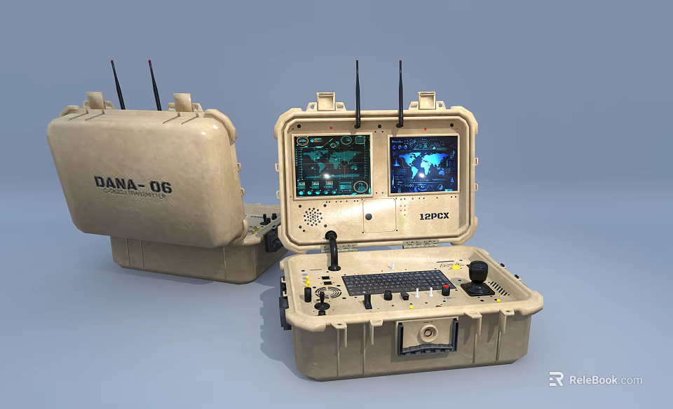 DANA 06 Portable Tactical Control System With Dual Screens And Antennas 3d model 