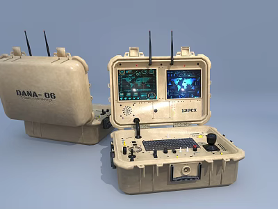 DANA 06 Portable Tactical Control System With Dual Screens And Antennas 3d model