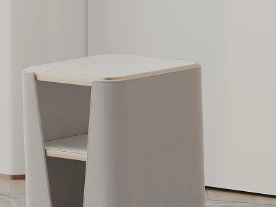 Modern Sleek Side Table With Light Upholstered Fabric And Lower Storage Shelf In Living Room 3d model