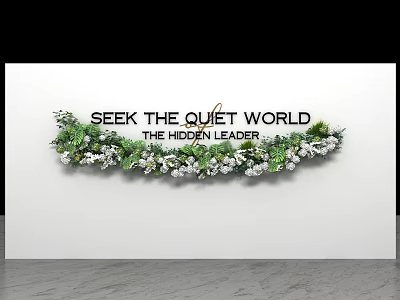 Seek The Quiet World The Hidden Leader With Green Floral Garland On White Wall 3d model