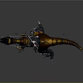Armored Warrior Riding Mechanical T-Rex With Sharp Claws And Weapon