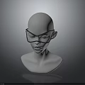 White Mannequin Head Displaying Stylish Black Glasses In Modern Fashion Design