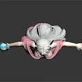 White Haired Character With Red Horns In Pink Dress Holding Magic Staff With Star Decoration
