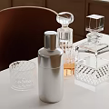 Modern Kitchen Storage With Clear Glass Containers Silver Bottles And Decorative Jars 3d model