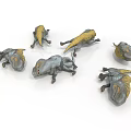 Diverse Lizard Toy Figures In Gray Yellow Colors With Crawling Poses