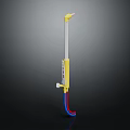 Yellow Sports Equipment Badminton Racket With White Frame And Blue Red Strings