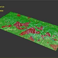 3D Topographic Terrain Model With Mountain Ranges And Water Bodies