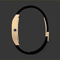 Elegant Luxury Wristwatch With Leather Strap Square Dial Golden Bezel And Gemstone Accent