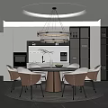 Modern Restaurant Interior Featuring Round Dining Table Hanging Lamp And Comfortable Chairs