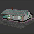 Modern White House With Blue Roof And Solar Panels Red Chimney Windows And Front Steps
