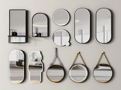 Various Shaped Modern Design Wall Mirrors for Home Decor 3d model