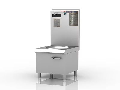 Stainless Steel Commercial Kitchen Cooking Appliance With Control Panel And Cabinet Base 3d model