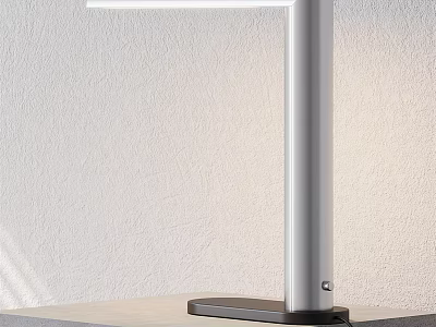 Modern Desk Lamp With Aluminum Pole Black Base Simple Design On Table Against White Wall 3d model