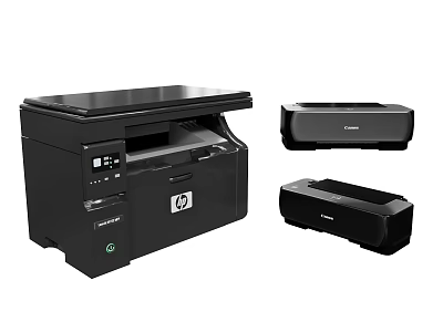 Modern Black Office Appliances Featuring Multifunctional And Desktop Printers For Workplace Use 3d model