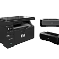 Modern Black Office Appliances Featuring Multifunctional And Desktop Printers For Workplace Use 3d model