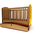 Golden Wooden Baby Crib Decorative Ornament Set With Railing And Drawer Design