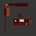Traditional Red Entryway Cabinet And Side Cabinet Design With Storage Shelves And Drawers