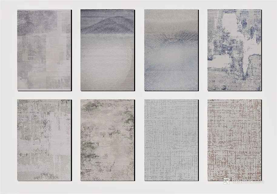 Square Rugs With Various Abstract Patterns And Neutral Tones Modern Styles 3d model