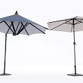 Navy Blue and Beige Outdoor Patio Umbrella with Black Frame and Sturdy Base for Garden Use