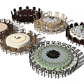 Round Dining Table Sets With Matching Chairs Tablecloths And Decorative Centerpieces 3d model